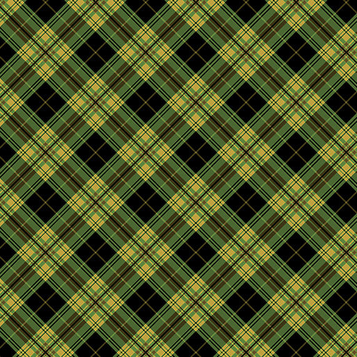 Benartex Cider House Autumn Plaid Black Olive Fabric