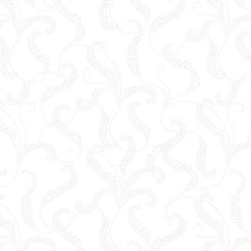 Benartex Classic Keepsakes Filigree Scroll White Fabric