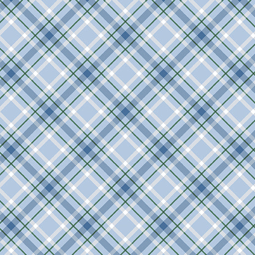 Benartex Woodland Wonderland Plaid Blue Fabric