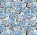 Benartex Woodland Wonderland Scenic Medium Blue Fabric