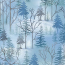 Benartex Woodland Wonderland Pine Woodland Medium Blue Fabric