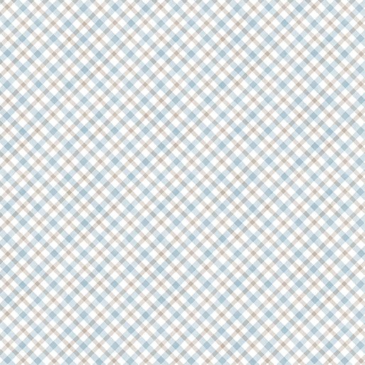 Benartex Woodland Wonderland Little Plaid Blue Tan Fabric