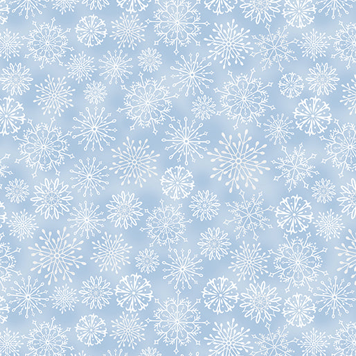 Benartex Woodland Wonderland Snowflake Light Blue Fabric