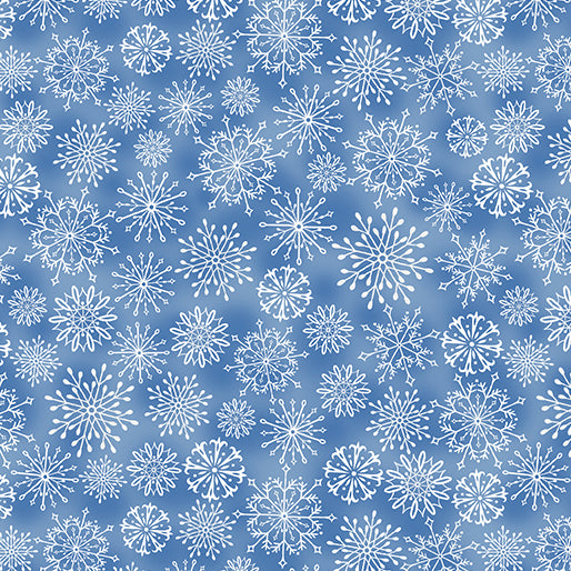Benartex Woodland Wonderland Snowflake Medium Blue Fabric