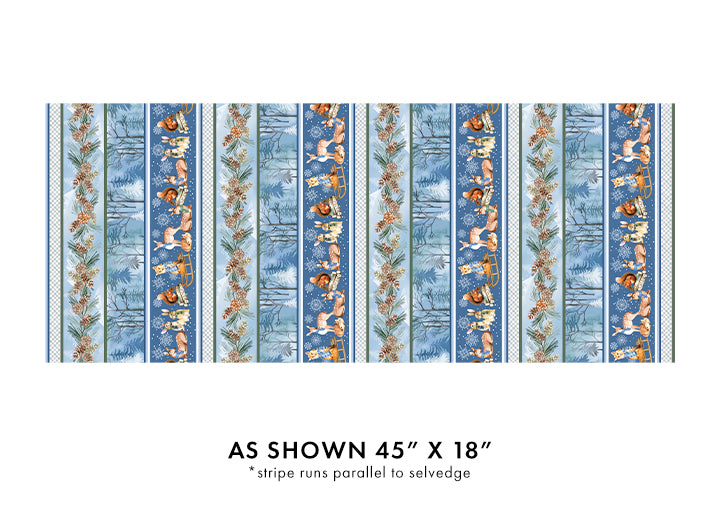 Benartex Woodland Wonderland Stripe Blue Fabric