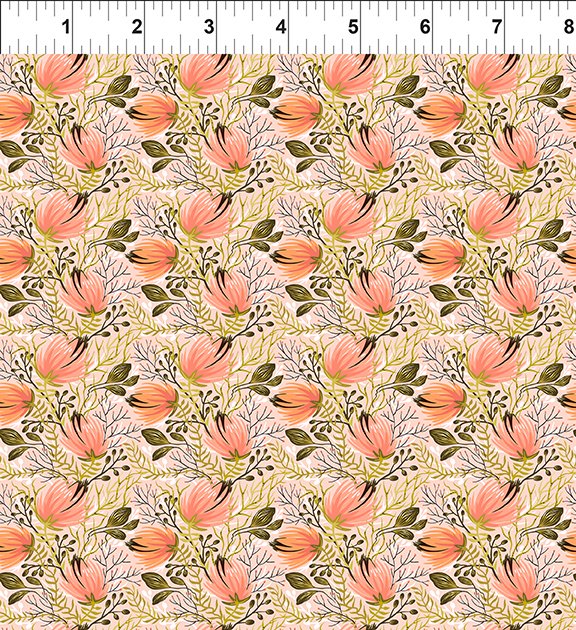 In The Beginning Fabrics Whimsy Floral Peach Fabric