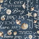 Benartex Coastal Escape Coastal Words Dark Blue Fabric