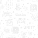 Benartex Liberty Whites Patriotic Words White On White Fabric