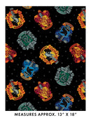 Benartex Harry Potter Hogwarts Crest Black Fabric