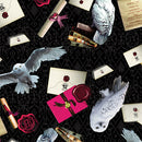 Benartex Harry Potter Owl Postal Service Black Fabric