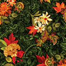 Benartex Harvest Beauty Autumn Bouquets Green Fabric