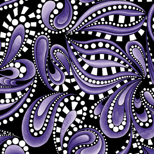 Benartex Xanadu Paisley Rhythm Purple Fabric