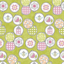 Benartex Stitch Garden Lime Hoops And Stitch Fabric