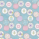 Benartex Stitch Garden Turquoise Hoops And Stitch Fabric