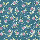 Benartex Stitch Garden Dark Teal Pod Flowers Fabric