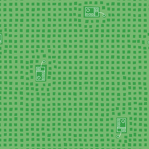 Benartex Robo Boogie Green Remote Fabric