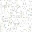 Benartex Robo Boogie White Grey Dance Party Fabric