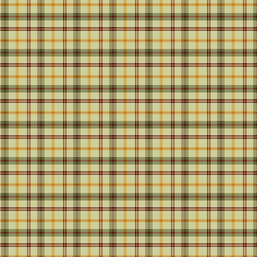 Benartex Harvest Gathering Plaid Light Green Multi Fabric