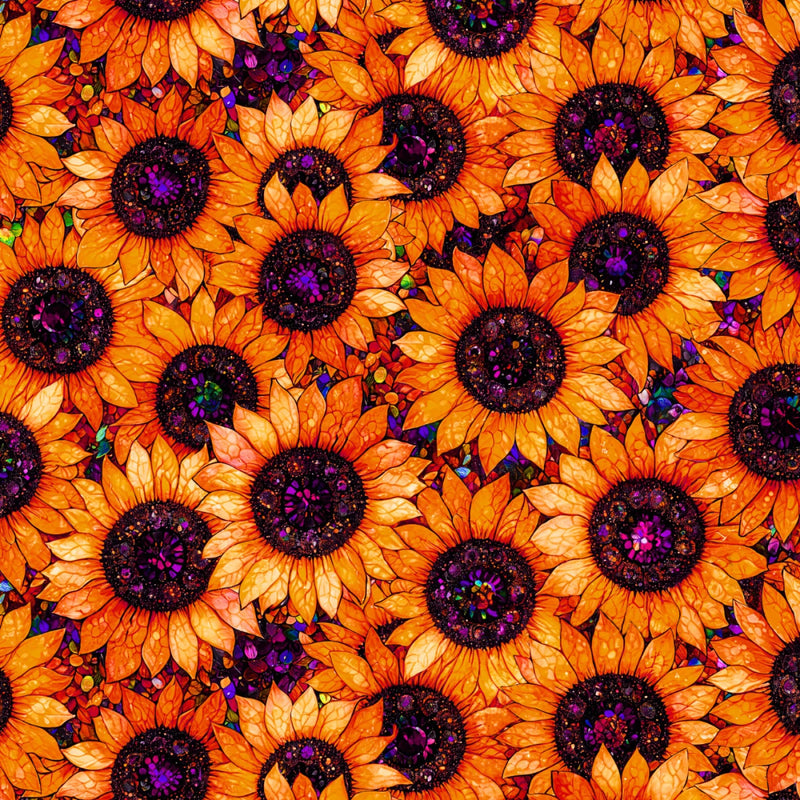 Camelot Sonny In Sunflowers Orange Fabric