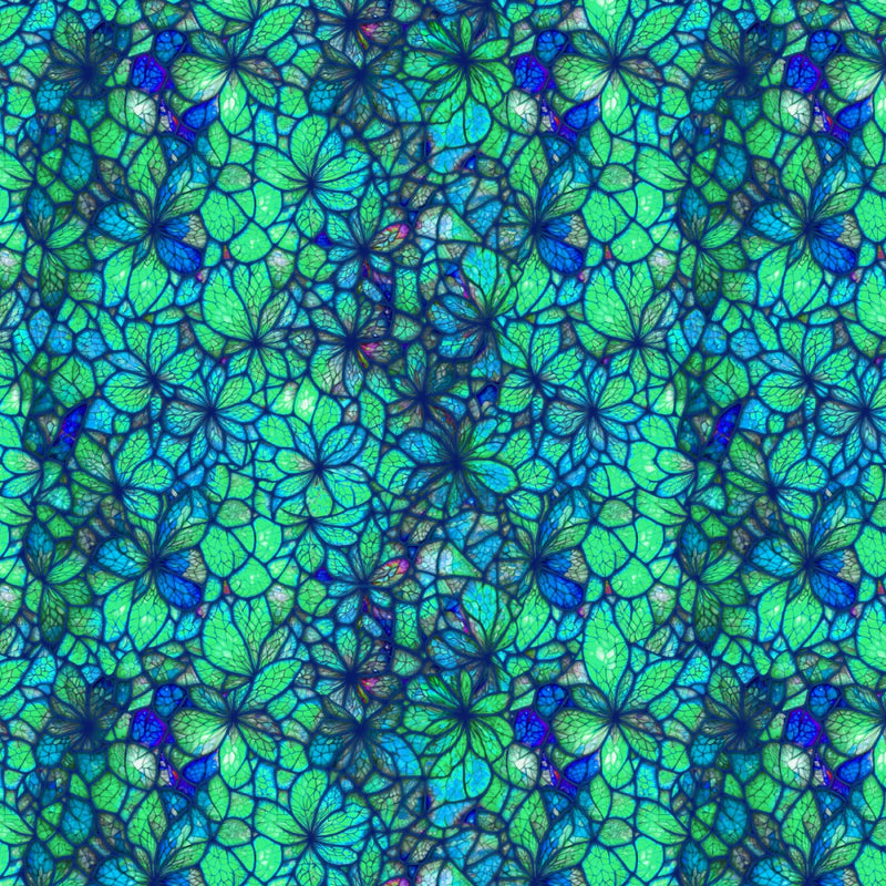 Camelot Sonny In Sunflowers Stained Glass Petals Turquoise Fabric