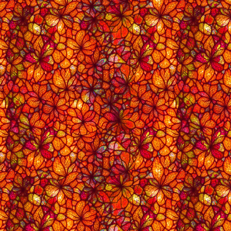 Camelot Sonny In Sunflowers Stained Glass Petals Orange Fabric