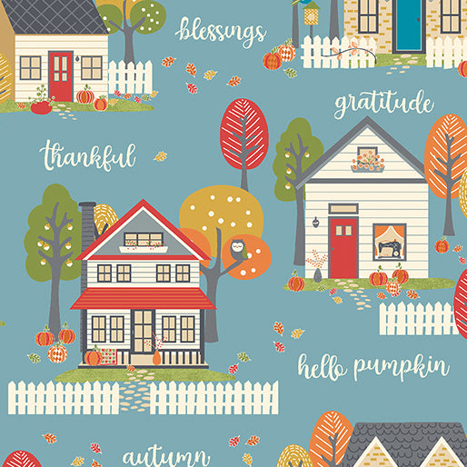 Benartex Hello Pumpkin Village Fabric