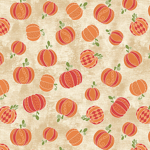 Benartex Hello Pumpkin Tan Pumpkins Fabric