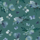 Benartex Enchanted Butterfly Garden Dark Teal Fabric