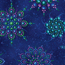 Benartex On Dragonfly Wings Beaded Medallion Dark Blue Fabric