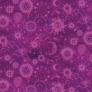 Benartex Celestial Skies Sun And Moon Tonal Fuchsia Fabric