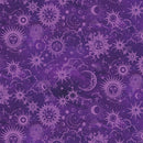 Benartex Celestial Skies Sun And Moon Tonal Violet Fabric