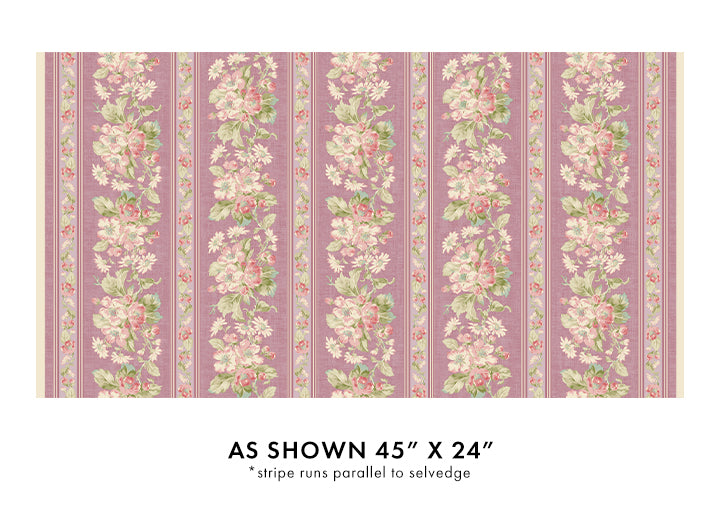 Benartex Beloved Apple Blossom Stripe Washed Rose Fabric
