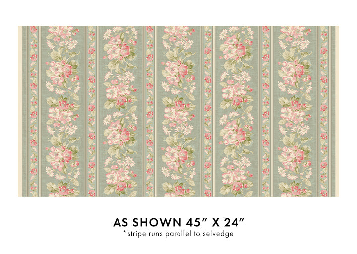 Benartex Beloved Apple Blossom Stripe Willow Fabric