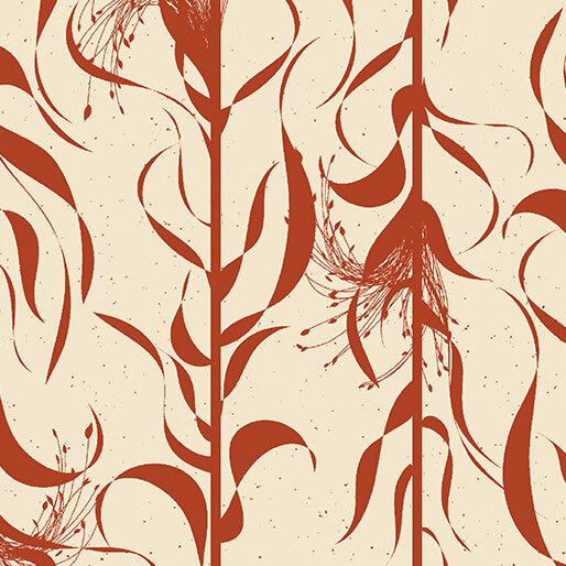 Benartex Wishflower Broomcorn Orange Natural Fabric