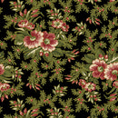 Benartex Christmas At Home Dalmia Floral Spray Black Fabric