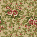 Benartex Christmas At Home Dalmia Floral Spray Tan Fabric