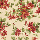Benartex Christmas At Home Noel Poinsettia Natural Fabric