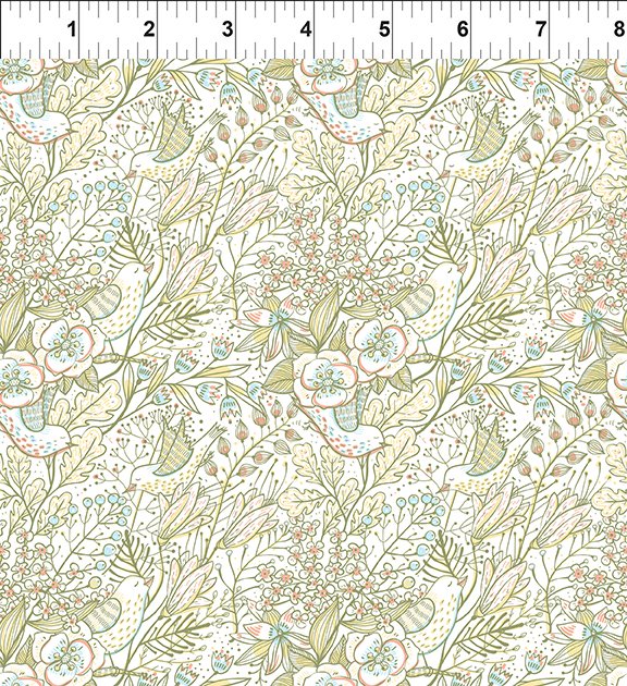 In The Beginning Fabrics Whimsy Birds Beige Fabricv