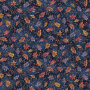 Benartex Autumn Breeze Swirling Leaves Navy Fabric
