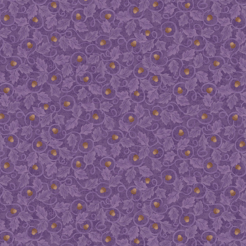 Benartex Autumn Breeze Acorn Twirl Plum Fabric