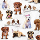 Henry Glass Diva Pups Puppies White Fabric