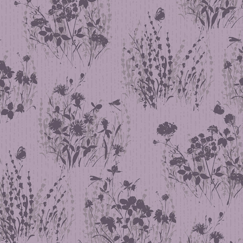 Wilmington Prints Au Naturel Purple Flower Silhouettes Fabric