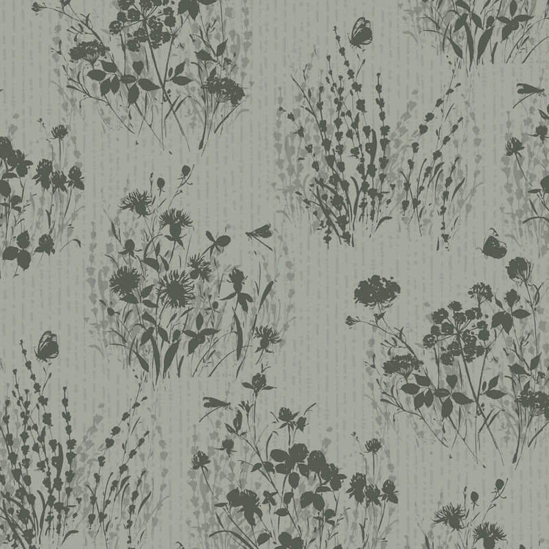 Wilmington Prints Au Naturel Green Flower Silhouettes Fabric