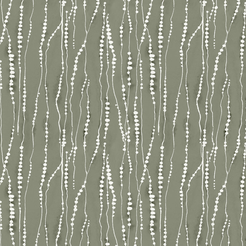 Wilmington Prints Au Naturel Green Dotted Stripe Fabric