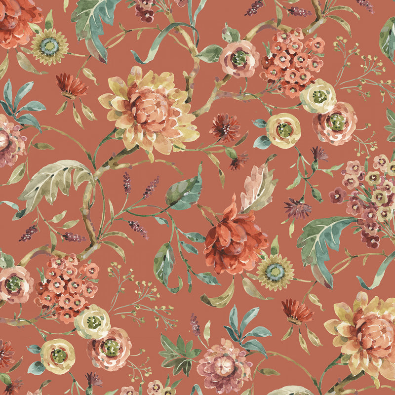 Wilmington Prints Season's Study Medium Floral Terracotta Fabric