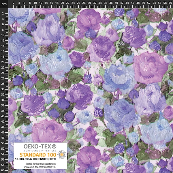 Stof Avalana Jersey Knit Purple Floral Fabric