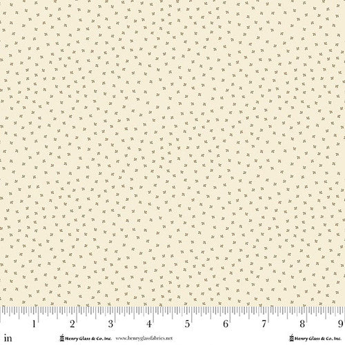Henry Glass Buttercream And Brickle Bits Little Leaves Cream Fabric