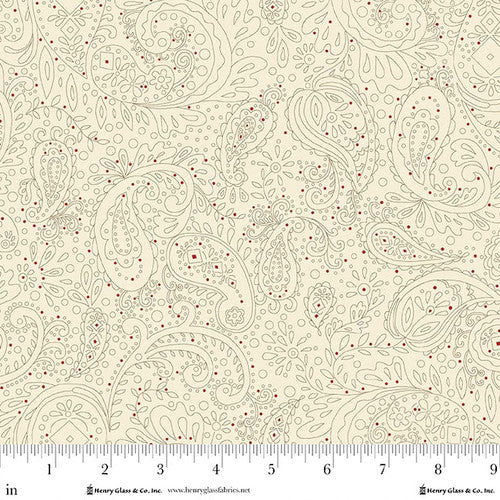 Henry Glass Buttercream And Brickle Bits Meandering Paisley Cream Fabric