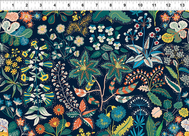 In The Beginning Fabrics Whimsy Floral Navy Fabric