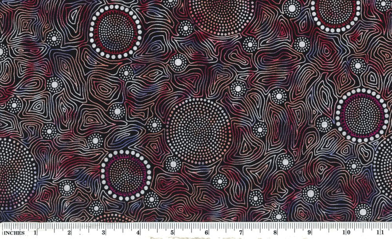 M&S Textiles Wild Bush Flowers Dreaming Red Fabric
